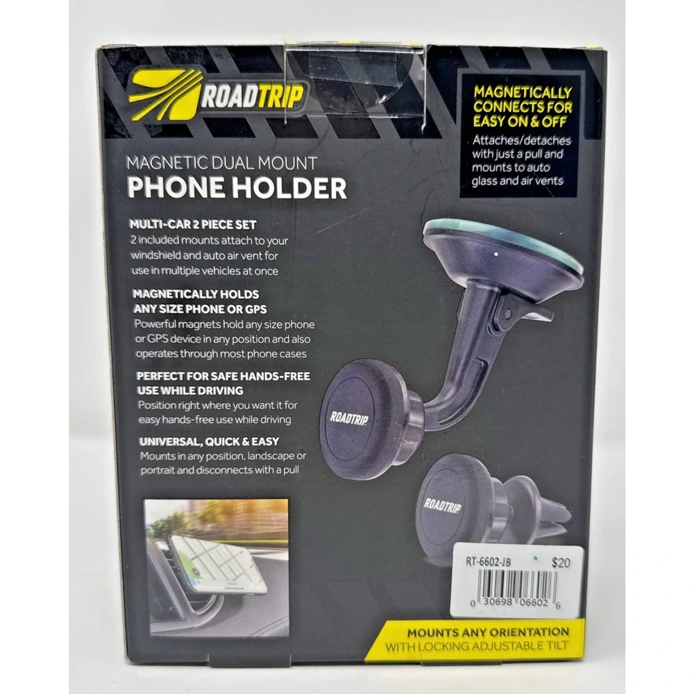 Road-trip Magnetic Dual Mount Phone Holder 2 Pc. Set